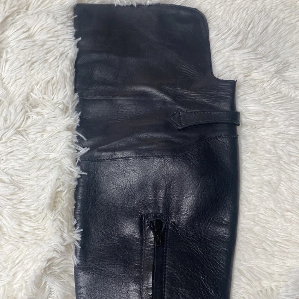 Steve Madden Black Over The Knee Leather Riding Boots Size 6.5
